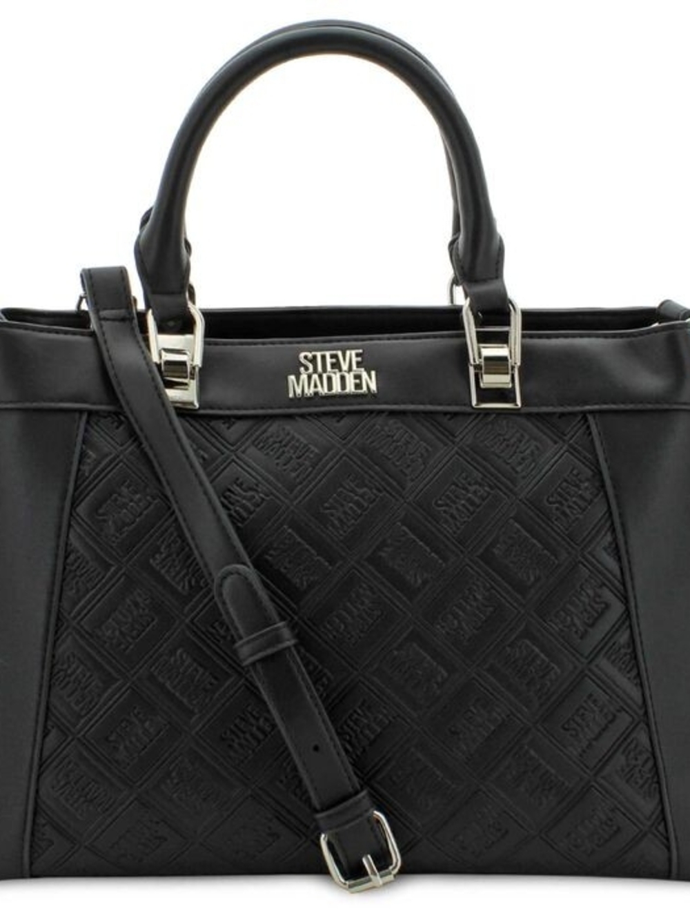 Steve Madden Black Quilted Logo Tote Handbag